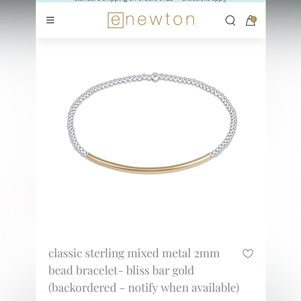 eNewton classic sterling mixed metal 2mm
bead bracelet- bliss bar gold